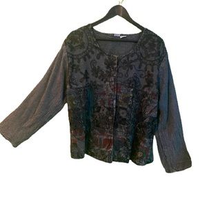 Vintage 90’s bohemian embroidered button up top jacket